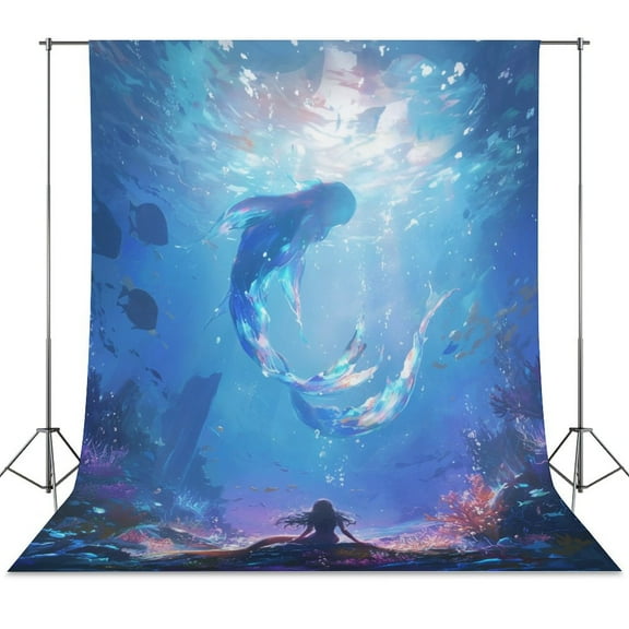 Mermaid Glitter Fish Scale Girls Spring Backdrop Backdrops for Photography Photo Background Nature Scenery Banner