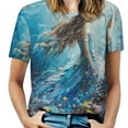 thumbnail image 1 of Mermaid Glitter Fish Scale Girls Women's Short Sleeve T-Shirt Crew Neck Casual Summer Trendy Loose Fit Tops, 1 of 6