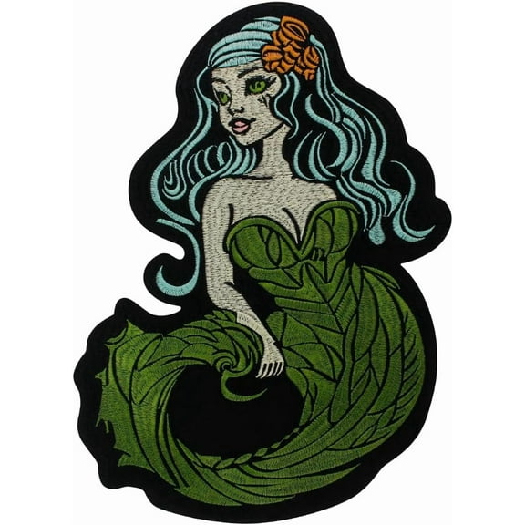 Mermaid Green Fairy Iron on Sew on Jacket Backpacks Motorcycle Patches Individuality Fabric Badge DIY Decorative Fabric Patch Iron Patches for Clothes 1 Piece
