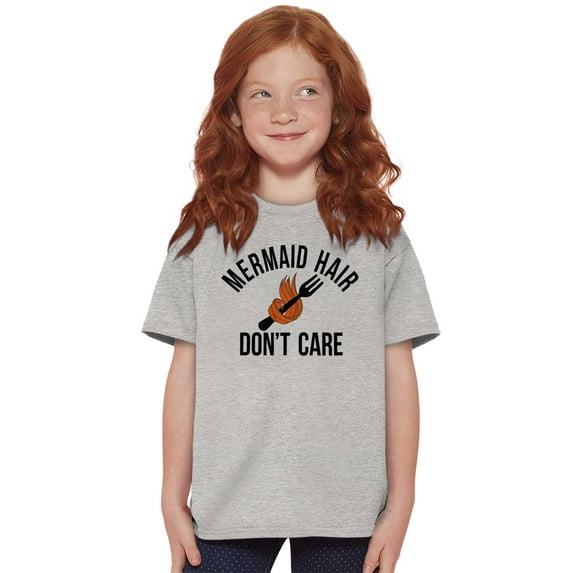 Mermaid Hair Don't Care Beach Lover Girls Kids T Shirt Tees Teen Brisco Brands L