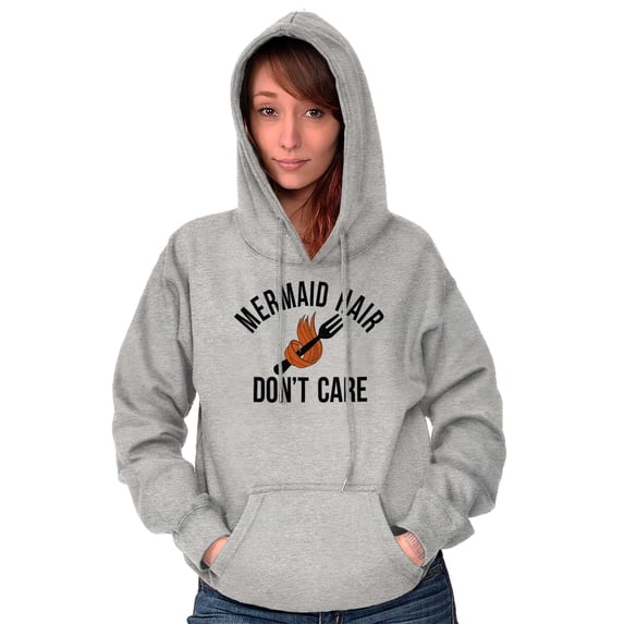 Mermaid Hair Don't Care Beach Lover Women Plus Size Graphic Pullover Hoodie Brisco Brands 2X