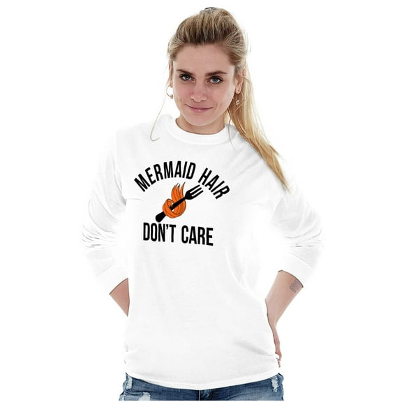 Mermaid Hair Don't Care Beach Lover Women's Long Sleeve T Shirt Brisco Brands S