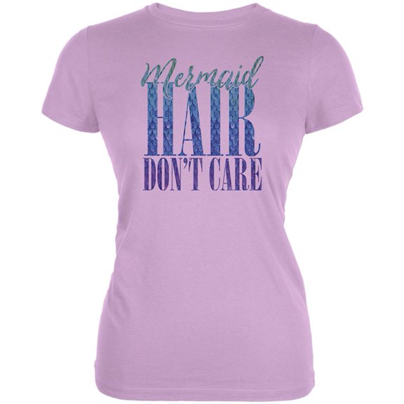 Mermaid Hair Don't Care Juniors Soft T Shirt Lilac LG
