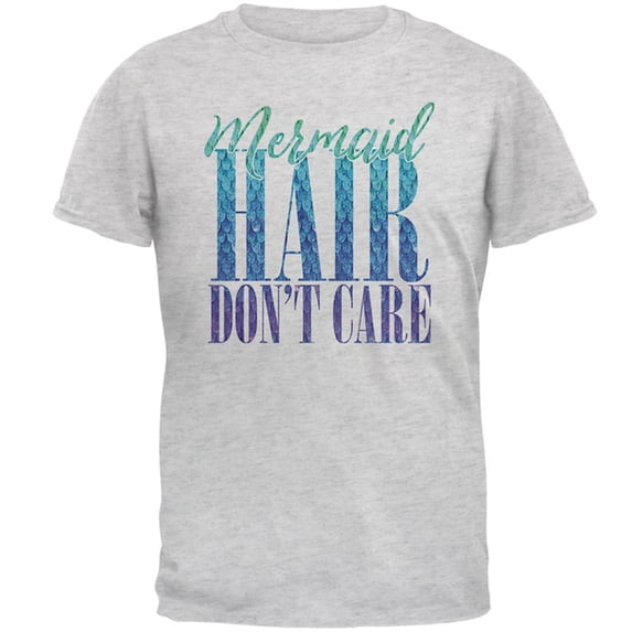 Mermaid Hair Don't Care Mens T Shirt Light Heather Grey SM