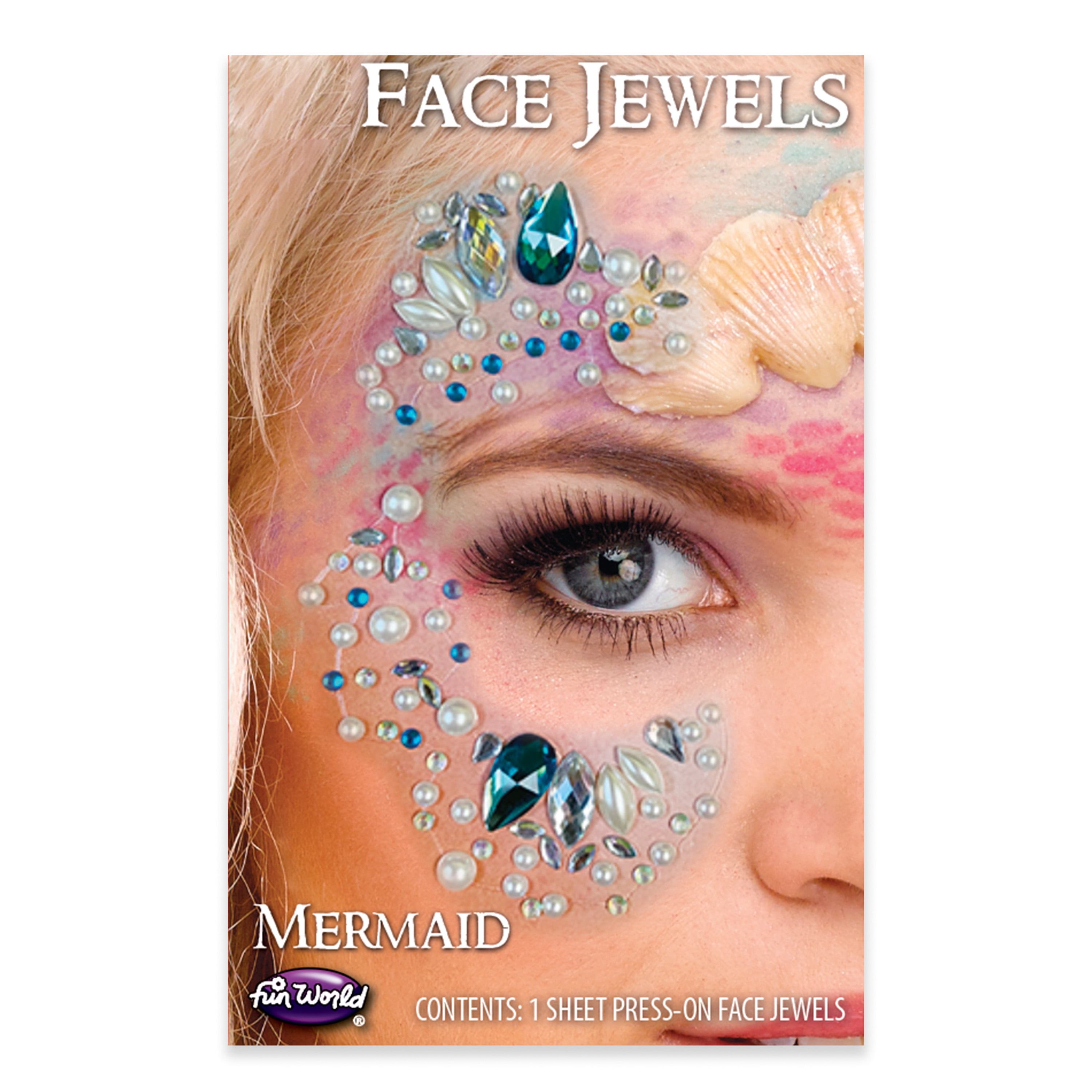 Mermaid Halloween Costume Adhesive Face Jewelry, Multi-Color, Fun