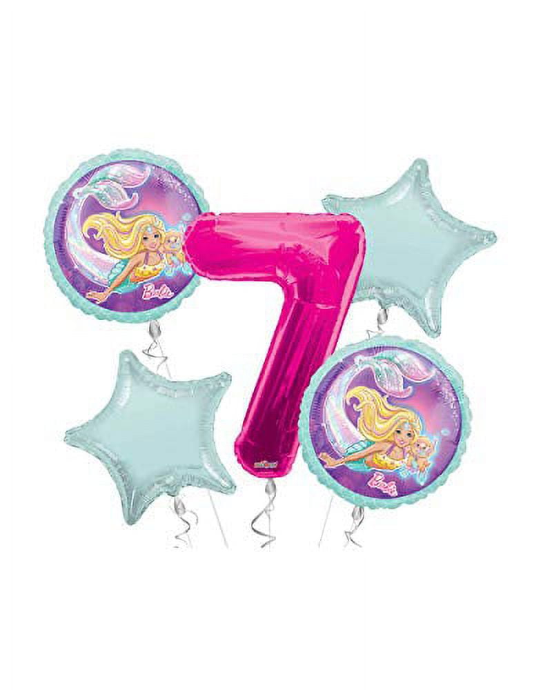 Mermaid Happy Birthday Balloon Bouquet 5 pc, 7th Birthday, | Viva Party Balloon Collection