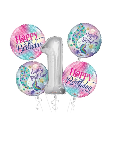 Mermaid Happy Birthday Balloon Bouquet 5 pc, Birthday, | Viva Party ...