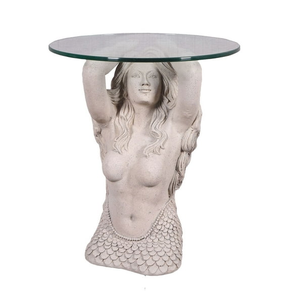 Mermaid Head End Table Roman Stone