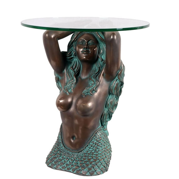 Mermaid Head End Table Verde Bronze