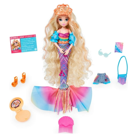 Mermaid High Finly Doll with Removable Tail, Clothes & Accessories