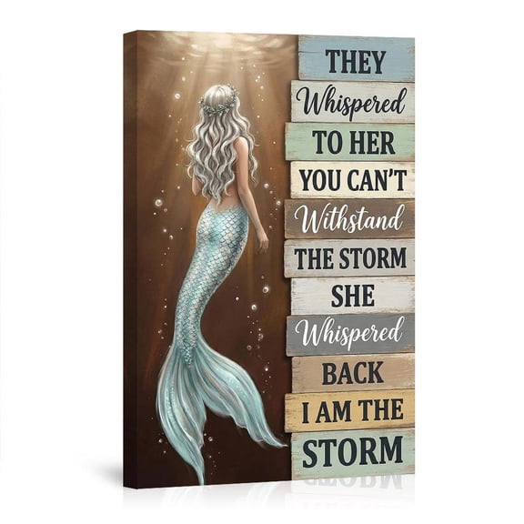 Mermaid I Am The Storm Empowerment Inspirational Strength Resilience For Home Canvas
