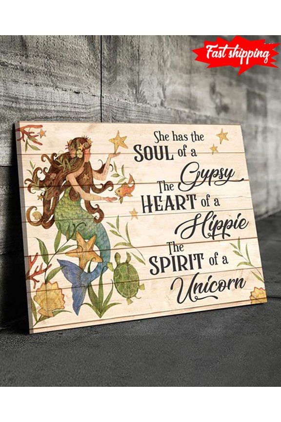 Mermaid In The Ocean She Has The Soul Of A Gypsy The Heart Of A Hippie 16 x 24 Inch Poster