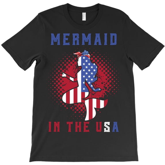 Mermaid In The USA, Patriotic Mythical Creature Graphic Design G12722 Unisex T-Shirt, Up to Size 5XL