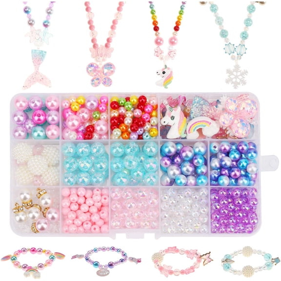 Mermaid Jewelry Making Kit for Kids, Beads DIY Toys for Necklace Bracelets Making Art Craft Creativity Gifts for Girls