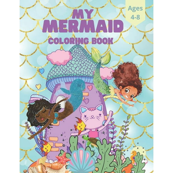 Mermaid Kids Coloring Book For Ages 4-8, (Paperback)