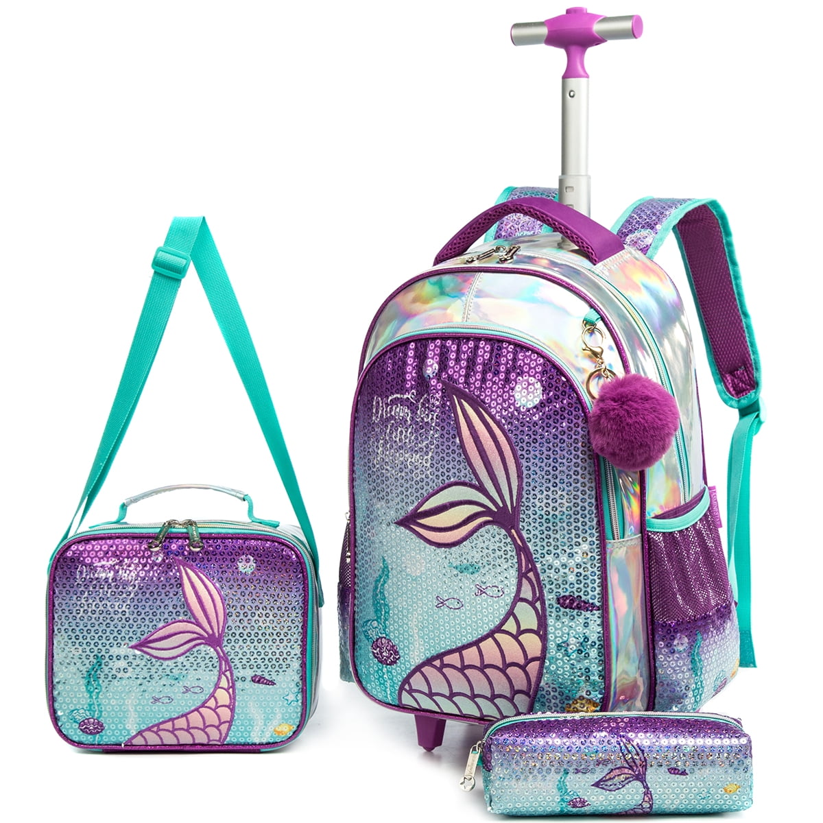 Kids Rolling Backpack with Wheels for Girls School Bag Backpack with ...