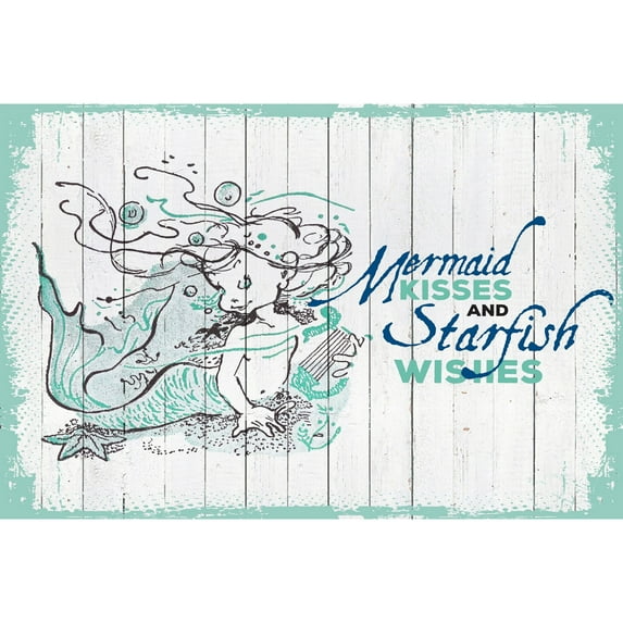 "Mermaid Kisses 2" Painting Print on Wrapped Canvas