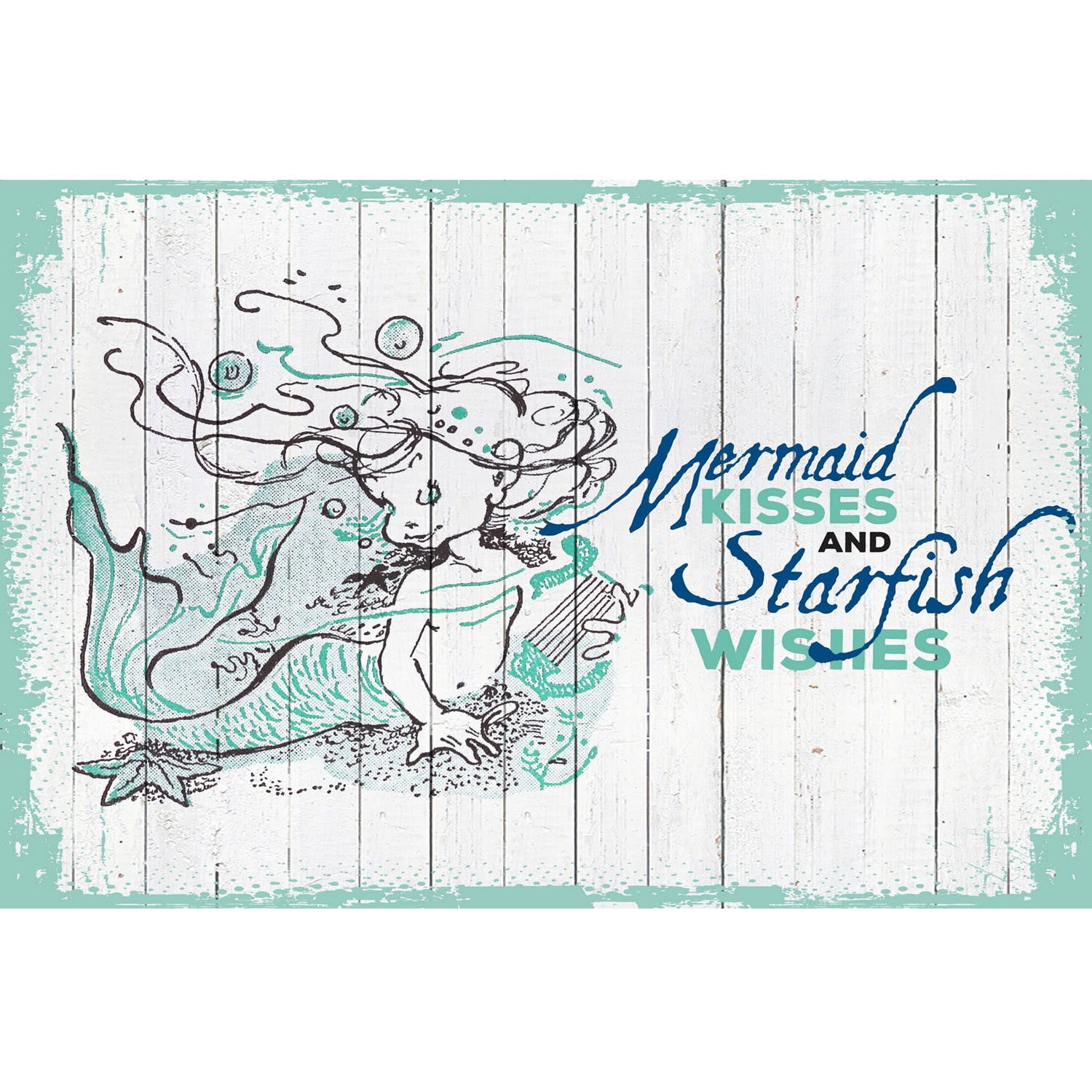 "Mermaid Kisses 2" Painting Print on Wrapped Canvas