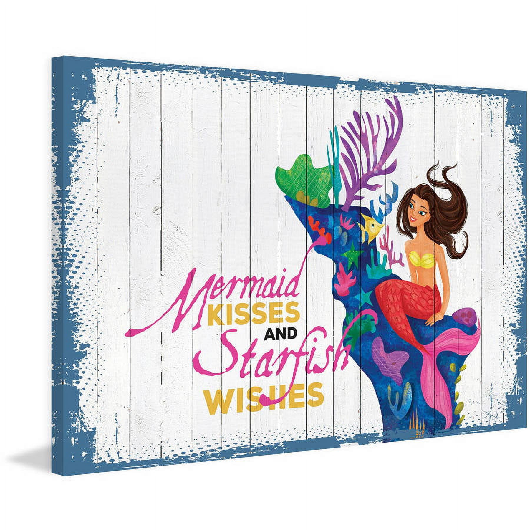 "Mermaid Kisses 3" Painting Print on Wrapped Canvas