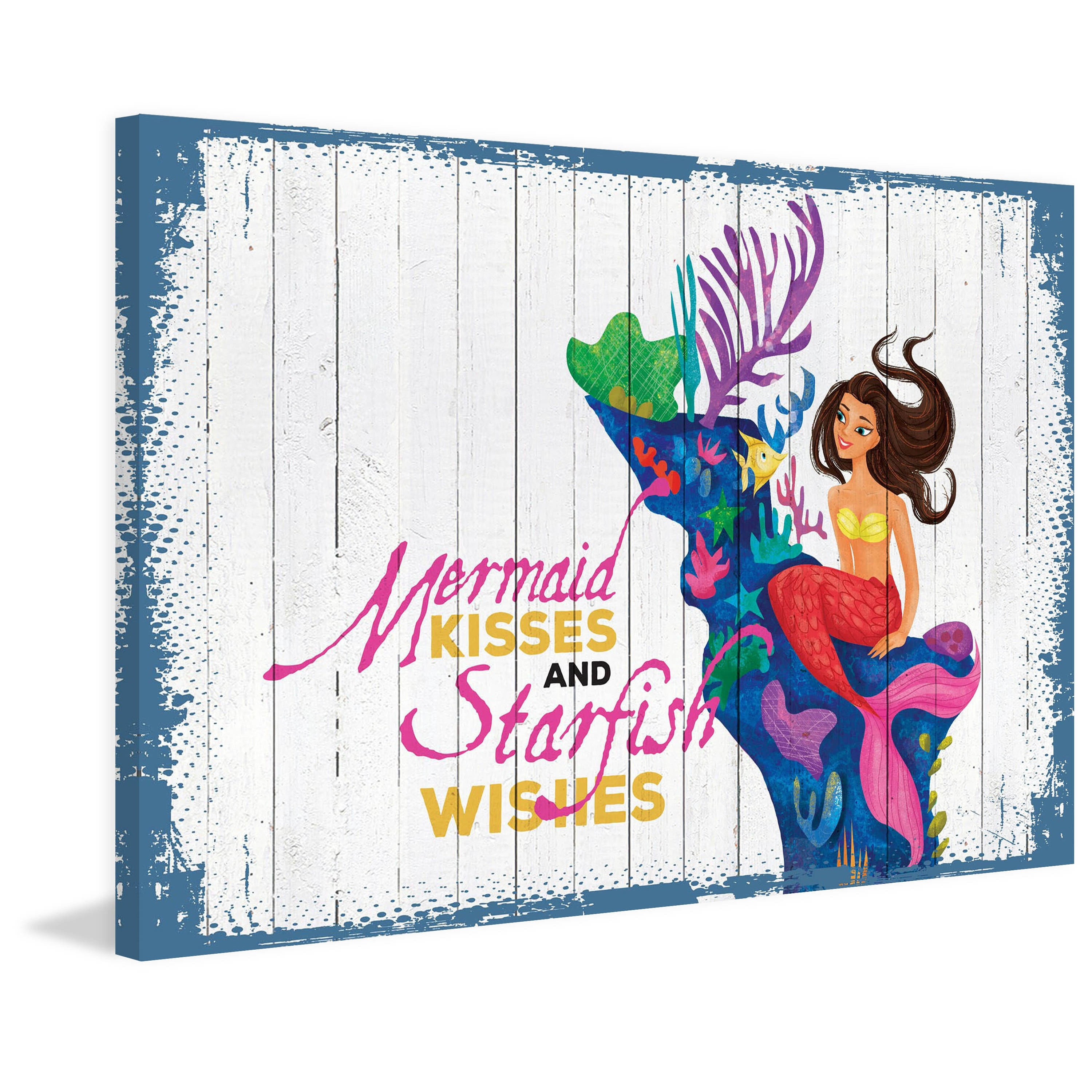 "Mermaid Kisses 3" Painting Print on Wrapped Canvas