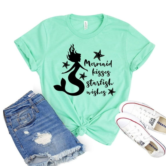 Mermaid Kisses Shirt Starfish Wishes T-shirt Women's Fishing Tee Mermama Shirts Vacation Tshirt Beach Lover Gift