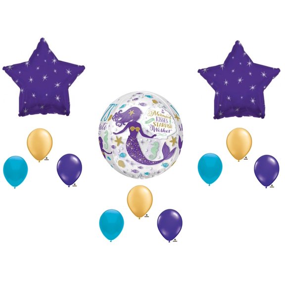 Mermaid Kisses Starfish Wishes Birthday Party Balloons Decoration Supplies Ocean Luau Beach