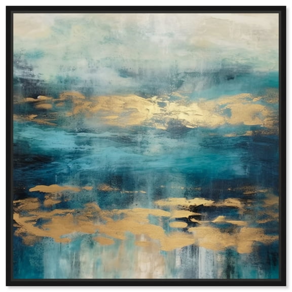 Mermaid Lagoon Canvas Colorful Abstract Wall Art by Art Remedy, Black Frame, 12" x 12"