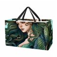 thumbnail image 1 of Mermaid Large Capacity Reusable Foldable Grocery Baskets with Storage Bag – Oxford Cloth Storage Basket for Easter, 1 of 7