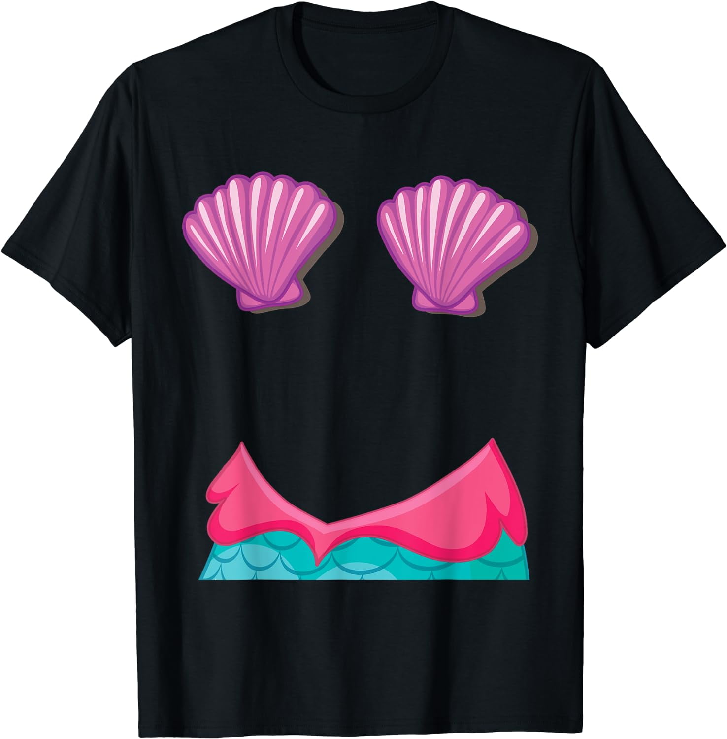 Mermaid Lazy DIY Halloween Costume Funny Shell Bra T-Shirt