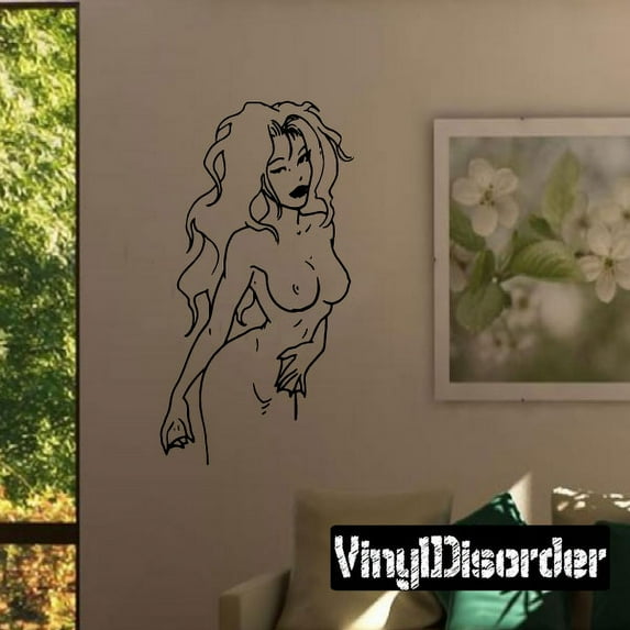 Mermaid Looking Over Decal - 36 Inches