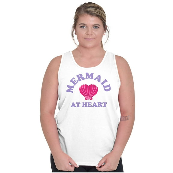 Mermaid Lovers Cute Seashell Heart Tank Top Tee Shirt Women Brisco Brands S