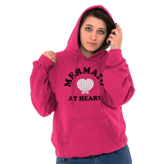 Mermaid Lovers Cute Seashell Heart Women Plus Size Graphic Pullover Hoodie Brisco Brands 3X