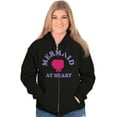 thumbnail image 1 of Mermaid Lovers Cute Seashell Heart Zip Hoodie Sweatshirt Women Brisco Brands M, 1 of 6