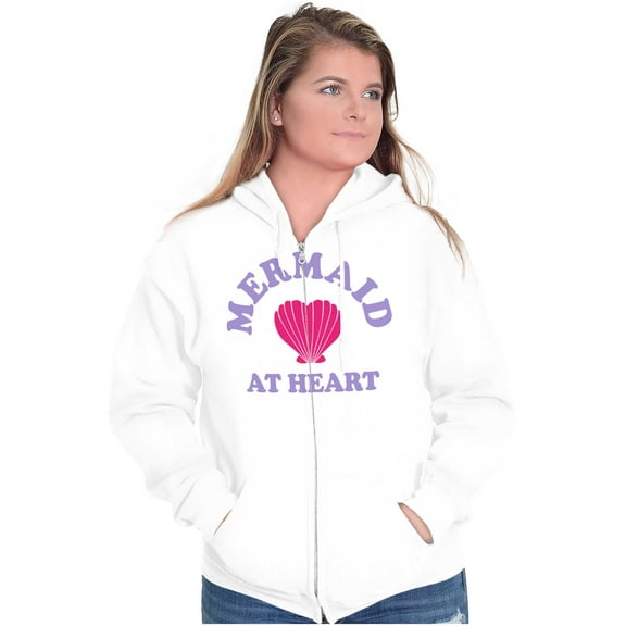 Mermaid Lovers Cute Seashell Heart Zip Hoodie Sweatshirt Women Brisco Brands X