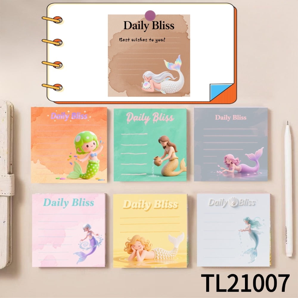 Mermaid - Loving Daily Bliss Sticky Notes (3.54×3.54 Inches) 100-Pack ...