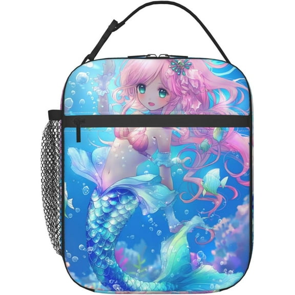 Mermaid Lunch Box for Adults Women Anime Lunch Box Insulated Cooler Reusable Lunch Bag Container Gifts for Work Office Picnic Travel