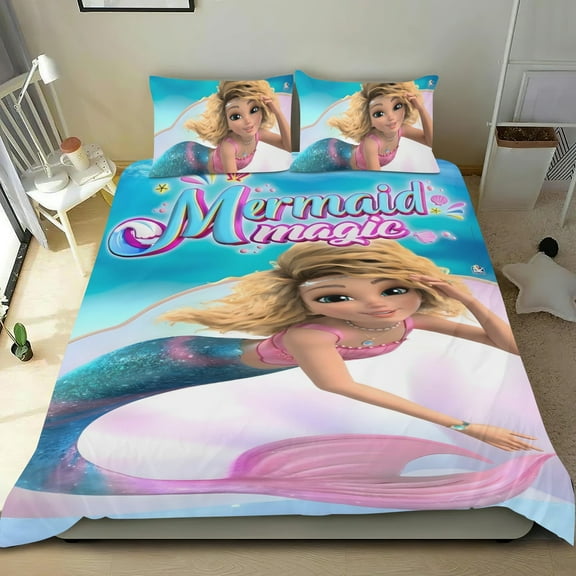Mermaid Magic Themed Bed Sheet Set Three Piece Set 36X75Inches Comfortable And Skin Friendly Unique Design Creating A Star Studded Night