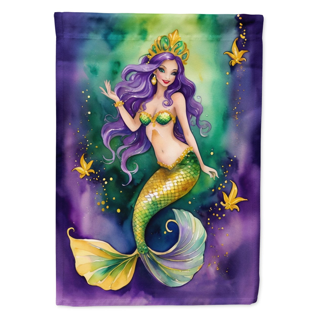 Mermaid Mardi Gras House Flag 28 in x 40 in
