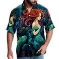 thumbnail image 1 of Mermaid Men's Short Sleeve Poplin Shirt, Casual Printed Button Down, Summer Beach Hawaiian Shirts, Unisex, 1 of 6