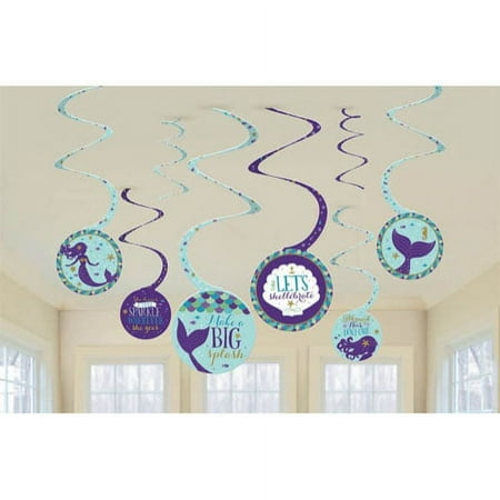 Mermaid 'Mermaid Wishes' Hanging Swirl Decorations (8pc)