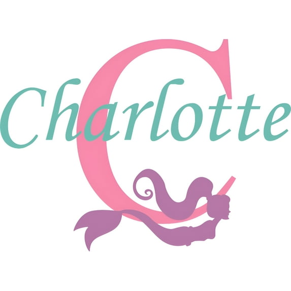 Mermaid Mermaids Girl Name Initial Customized Wall Decal - Custom Vinyl Wall Art - Personalized Name - Baby Girls Boys Kids Bedroom Wall Decal Room Decor Wall Stickers Decoration Size (30x30 inch)