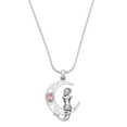 thumbnail image 1 of Mermaid Moon Pendant Necklace Rhinestone Crystal Rhodium Plated 17 Snake Chain J1096-PK, 1 of 3
