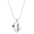 thumbnail image 1 of Mermaid Moon Pendant Necklace Rhinestone Crystal Rhodium Plated 17 Snake Chain J1096-PP, 1 of 3