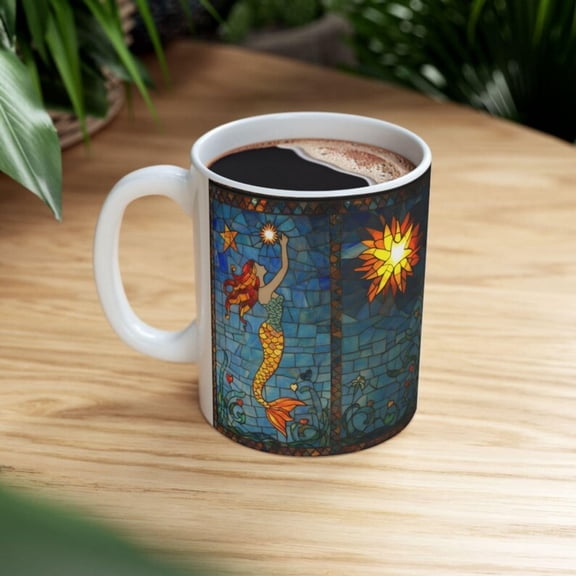 Mermaid Mosaic Ceramic Coffee Mug Mtil Ocean Art.