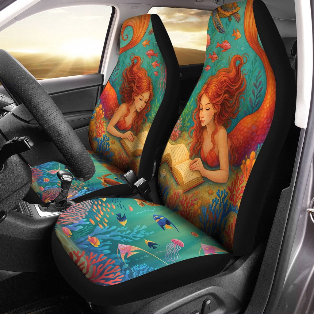 Mermaid Ocean Fantasy Car Seat Covers – Reading Siren Underwater Art ...