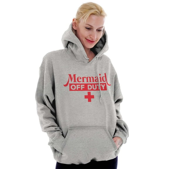 Mermaid Off Duty Cute Beach Day Vacay Women Plus Size Graphic Pullover Hoodie Brisco Brands 4X