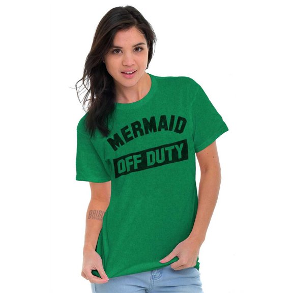 Mermaid Off Duty Cute Beach Lovers Women's Plus Size Graphic Tee Brisco Brands 5X