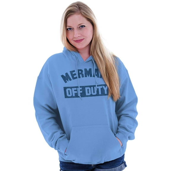 Mermaid Off Duty Cute Beach Lovers Women Plus Size Graphic Pullover Hoodie Brisco Brands 4X