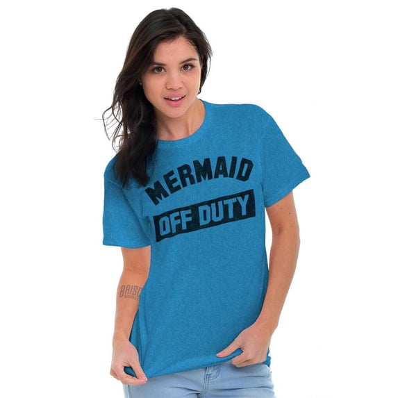 Mermaid Off Duty Cute Beach Lovers Women's Graphic T Shirt Tees Brisco Brands 5X