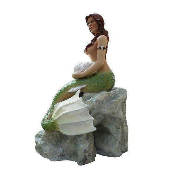 Mermaid On Rock Life Size Statue